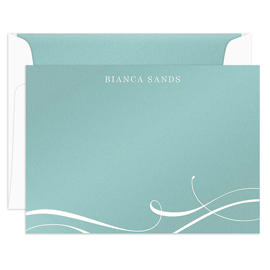 Elegant Flourish Flat Shimmer Note Cards